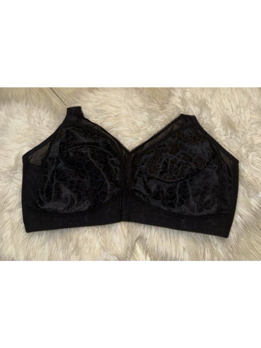 Playtex 4693 18 Hour Original Comfort Strap Bra WF Floral Womens 48D Black - Picture 2 of 6